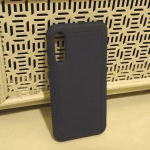 Cellphone cover case sleeve navy blue soft touch ribbed grip 6½" × 3¼"